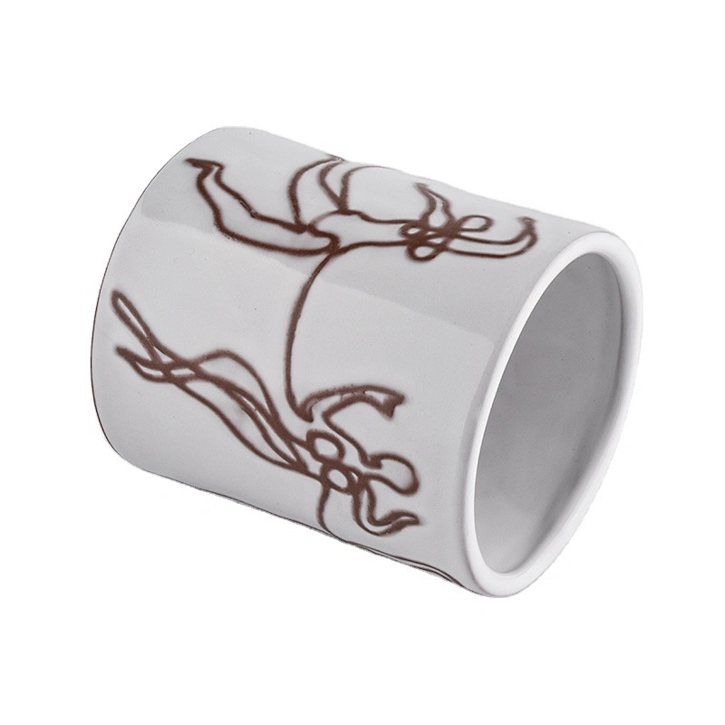 10oz white custom Ceramic Candle Jar For holiday decoration
