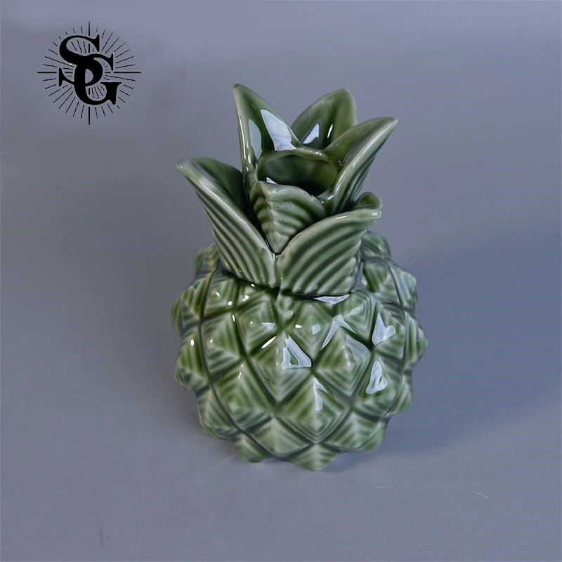 Sunny 230ml 280g green pineapple ceramic diffuser jar made by China factory