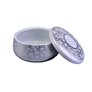 Sunny glassware customized scented silver ceramic candle jar with lid 10oz