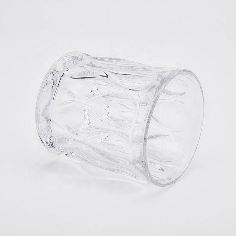 Transparent engraved glass candle cups home decor