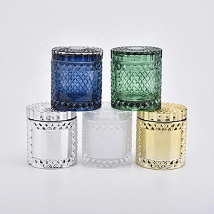 Unique Decorative colour Glass Candle Holder with lid
