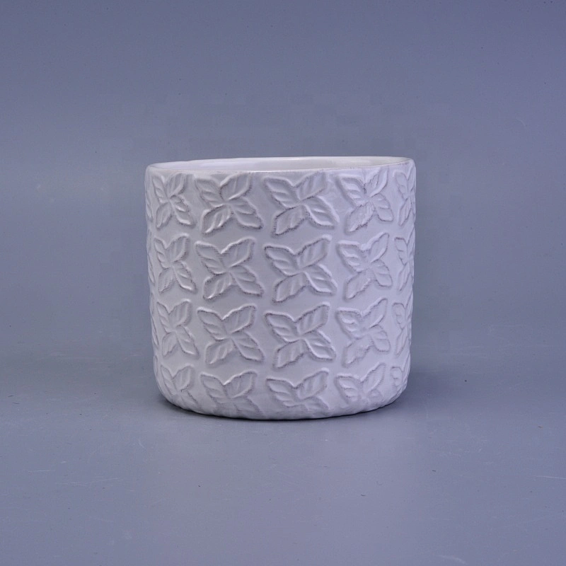 Wholesales white flower shape menorah ceramic candle cups