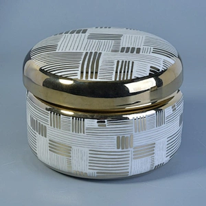 6oz 8oz 10oz Wholesales gold luxury candle ceramic container with lid