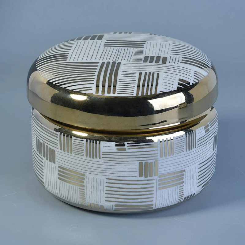 6oz 8oz 10oz Wholesales gold luxury candle ceramic container with lid