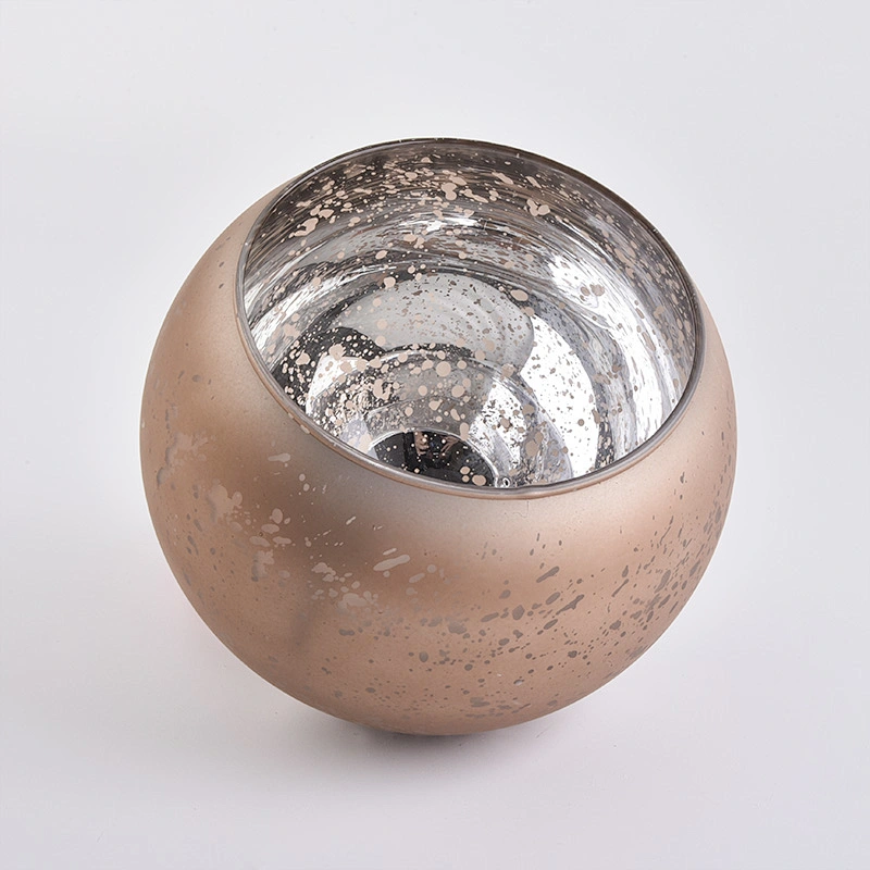 Round shape mercury electroplating frosting painting glass candle vessel for Christmas