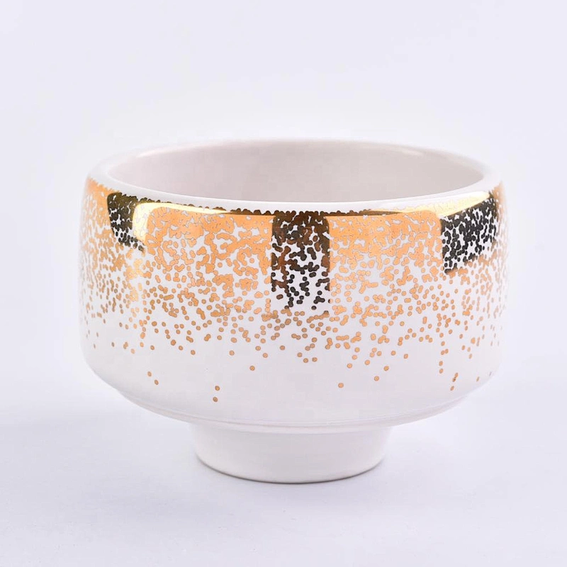 Hot stamping white luxury ceramic candle jar