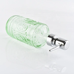 Luxury green emboss  Glass bathroom accessories four sets