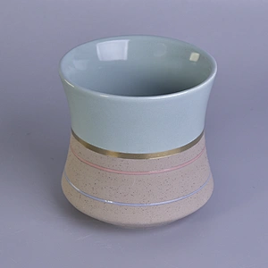 Wholesales chinese custom blue matte Ceramic Candle vessel
