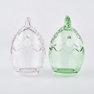 Wholesales egg-shape crystal glass candle jar with glass lid