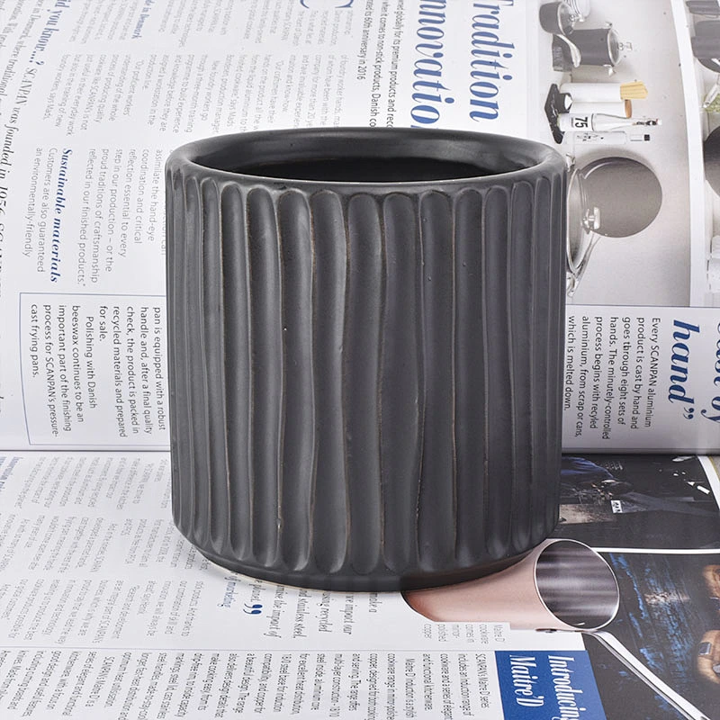 Striped Ceramic Candle Jar For Candles Plant