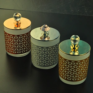 Wholesales Luxury decorative hollow candle jars 10oz with metal lid