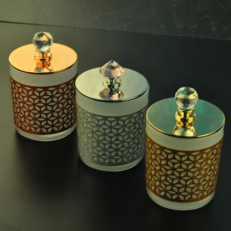 Wholesales Luxury decorative hollow candle jars 10oz with metal lid
