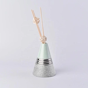 Vintage silver Triangle oil essential reed diffuser ceramic bottle