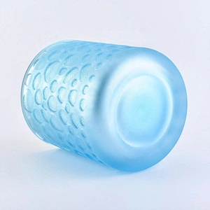 Custom blue matte empty decorative glass candle jars 8 oz