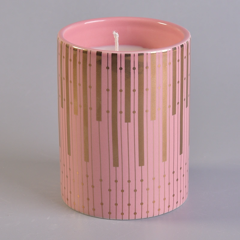 Real Gold Decal Ceramic Candle Jar