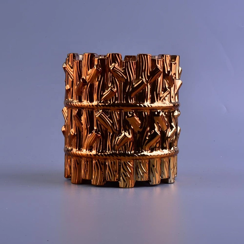 Luxury branch tree design gold crystal glass candle holders 8oz 10oz 12oz