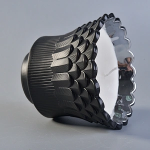 Luxury black decorative feather tealight glass candle holder 8oz 10oz 12oz