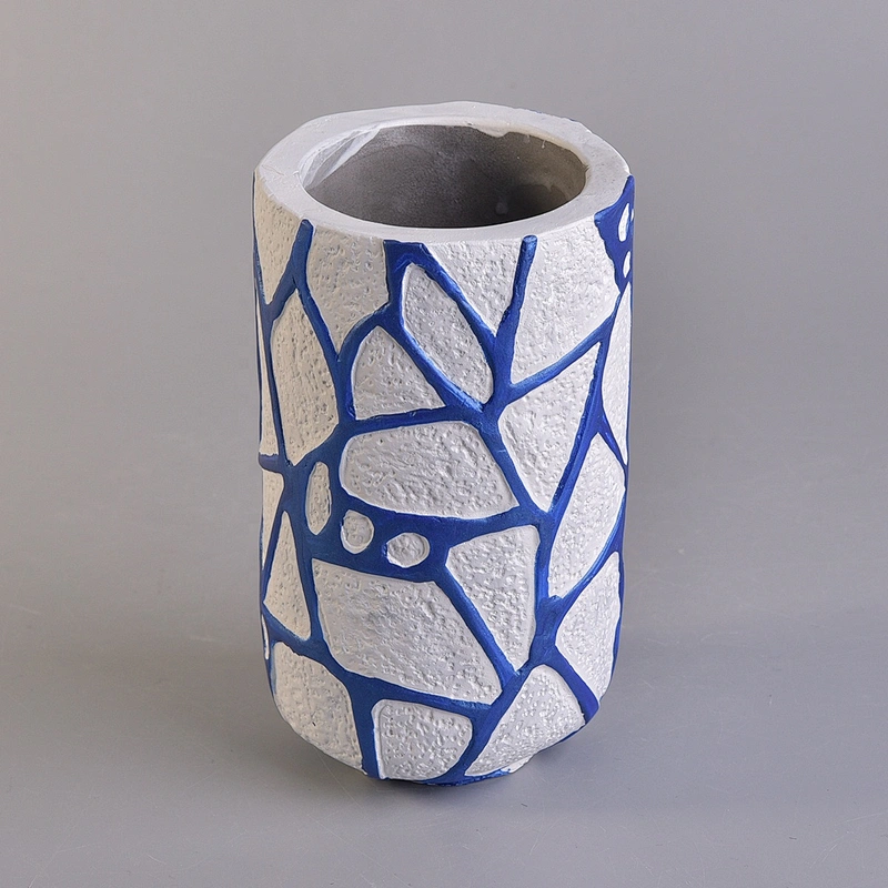 Sunny Wholesales custom cylinder decorative cement candle holder jar 8oz 10oz 12oz
