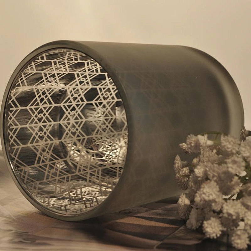 Silver Laser Engrave Glass Candle Holder Wholesale