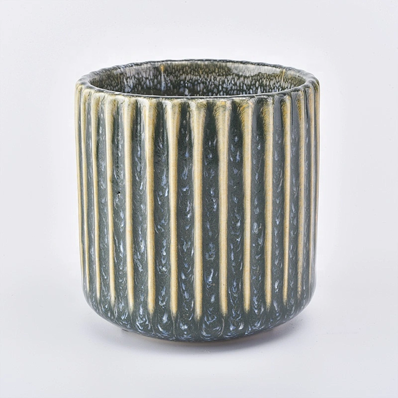 Stripe Ceramic Candle Holders decorative Candle container