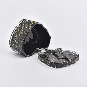 Luxury Black Heart Shaped Votive Glass Candle Jar With Lids