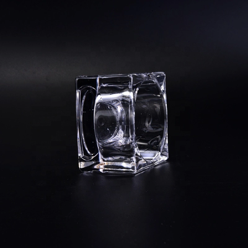 Romantic square tealight empty decorative glass candle jars