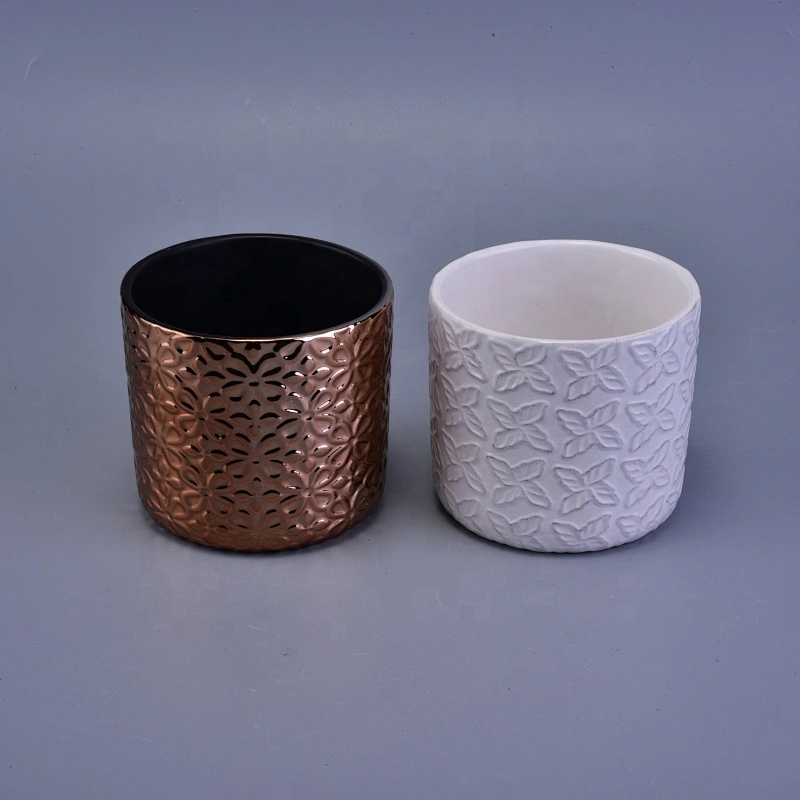 Luxury amber small ceramic candle holder home decoration