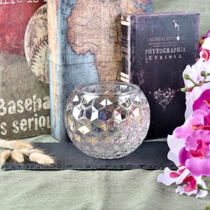 Custom round engraving glass candle vessel
