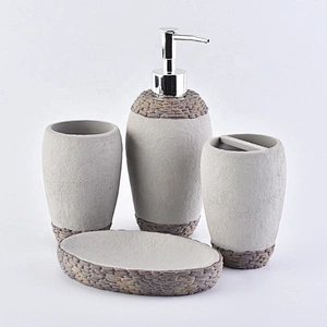 Wholesales grey cement bathroom Lotion dispenser accessories sets