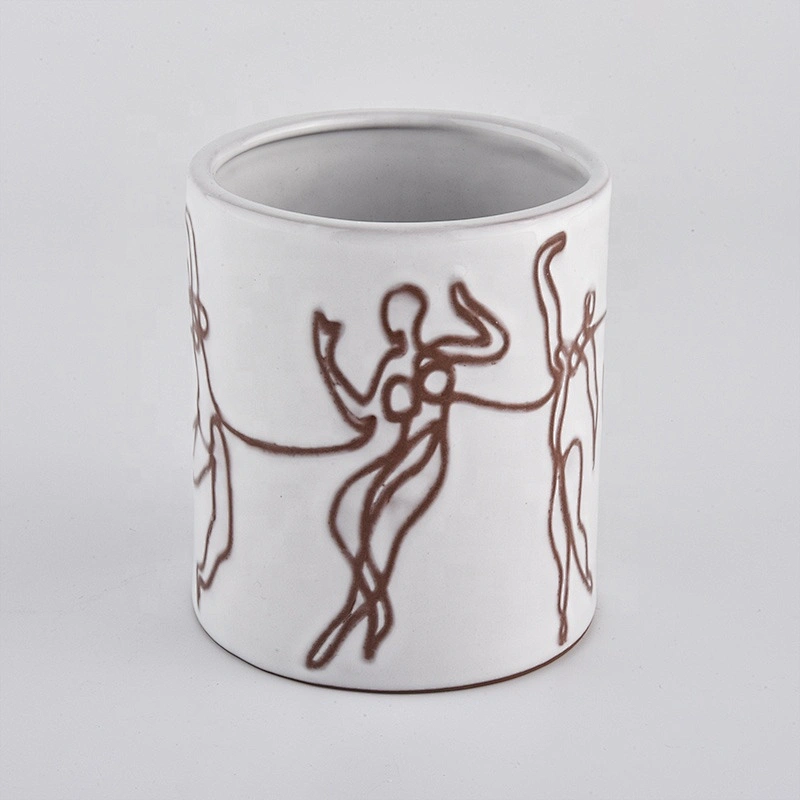 10oz white custom Ceramic Candle Jar For holiday decoration