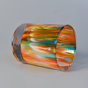 6oz Christmas vintage painted glass candle holder for home decor