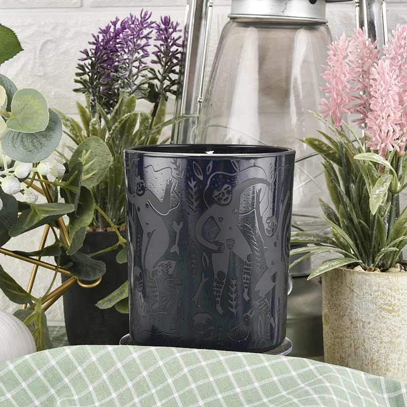 Wholesale 8oz Black Glass Candle Jar With Custom Logo