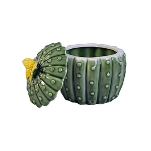 Sunny design green ceramic jar for candle with lids 10oz 18oz 20oz