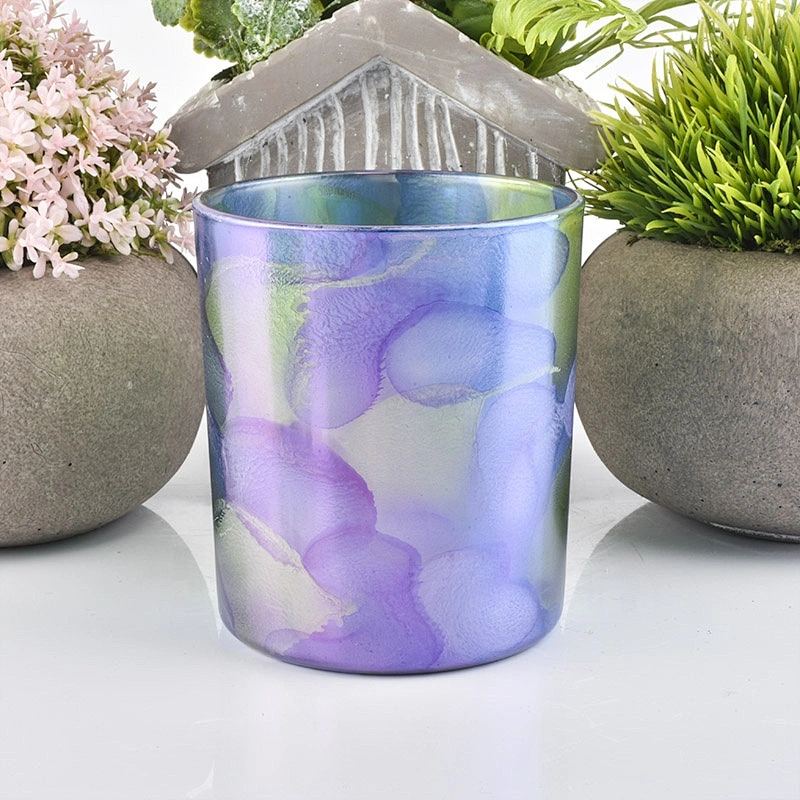 Special Decoration Blue cloud 10oz Glass Candle Jars For Candle Making