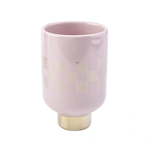 Wholesales empty custom design pink standing ceramic candle jar
