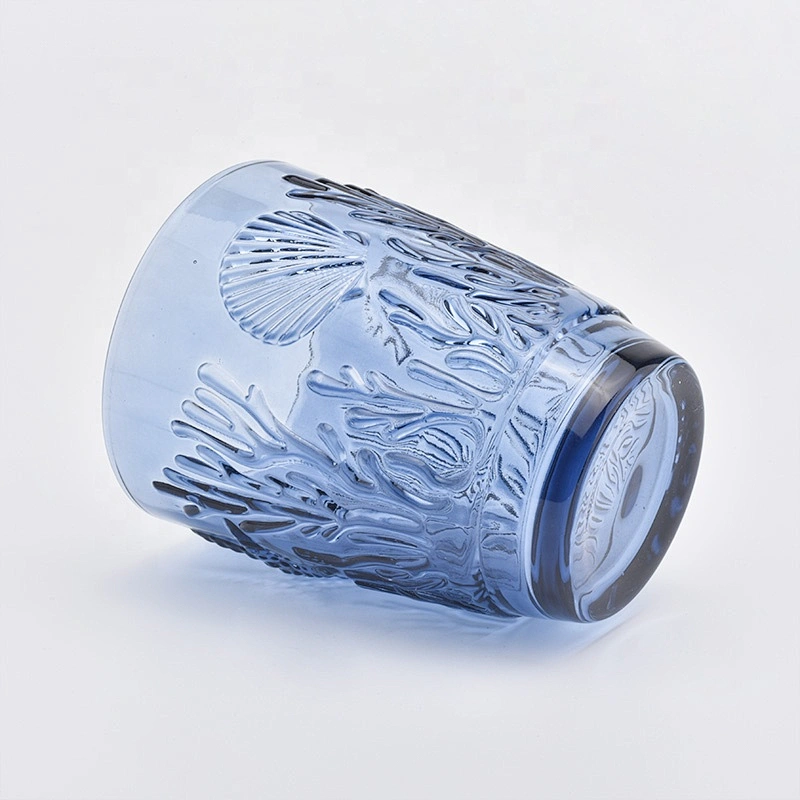 Classic dark blue Glass Candle holder home decoration