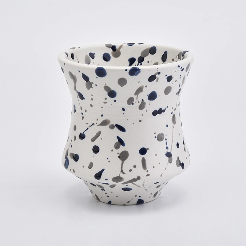 14oz glaze white ceramic candle holder for home decor