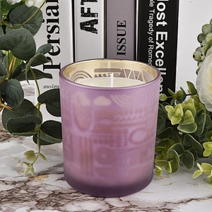 Wholesales electroplated purple frosted candle glass holder jars