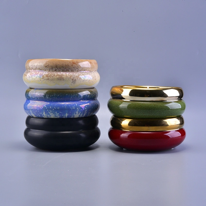 Factory price color 3 wick large ceramic candle holders