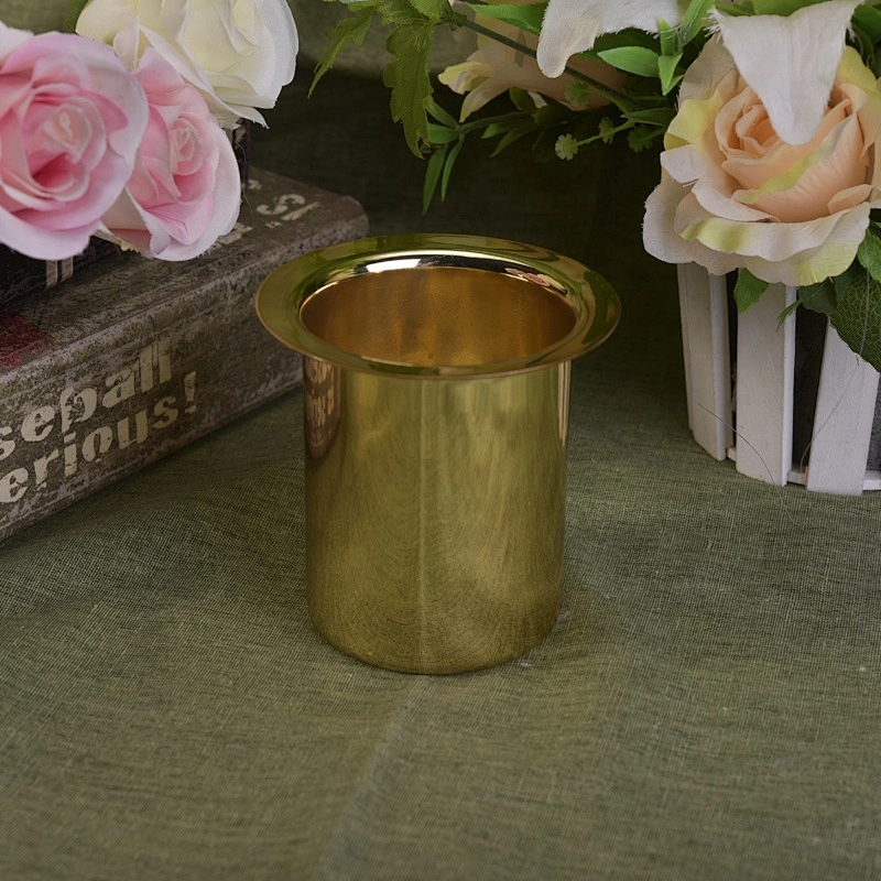 Vintage decorative golden metal candle jars insert