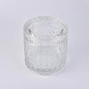 Custom emboss empty glass candle jars with lid
