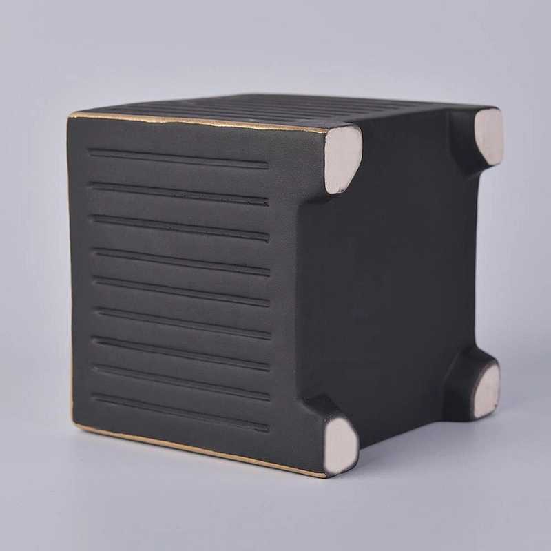 Wholesales antique customized black square ceramic candle holders