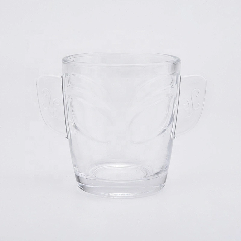 Luxury clear glass candle jar with handle home decor