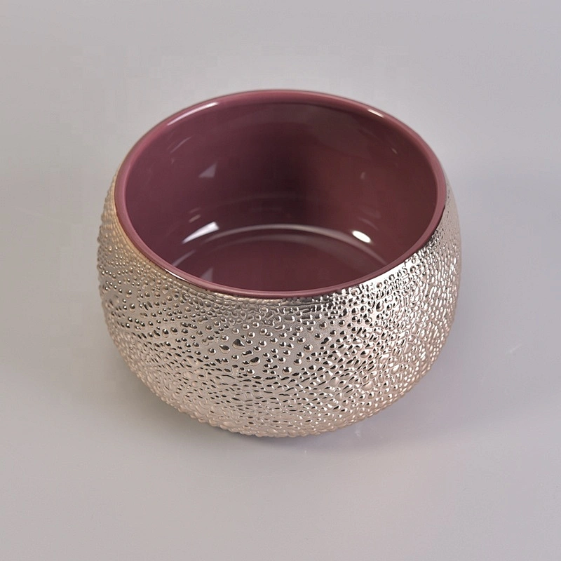 Wholesales customized empty golden ceramic candle containers