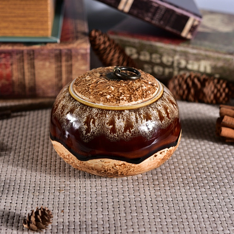 10oz 20oz Chinese decorative candle ceramic containers with lid