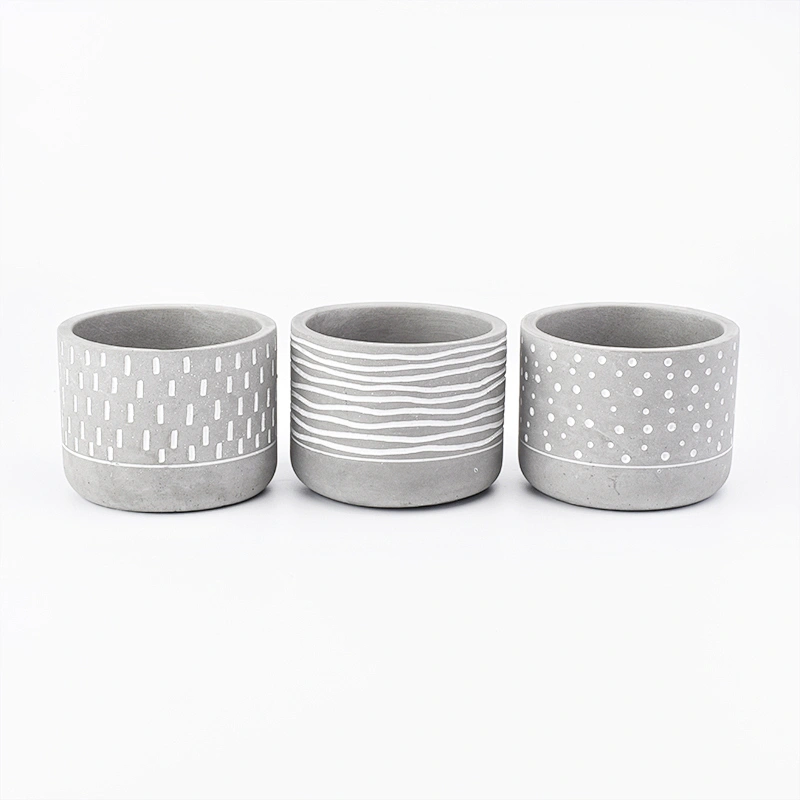 11oz engraving grey cement candle holders home decorations