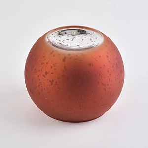 18oz iridescent sprayed orange glass candle holder for decorations