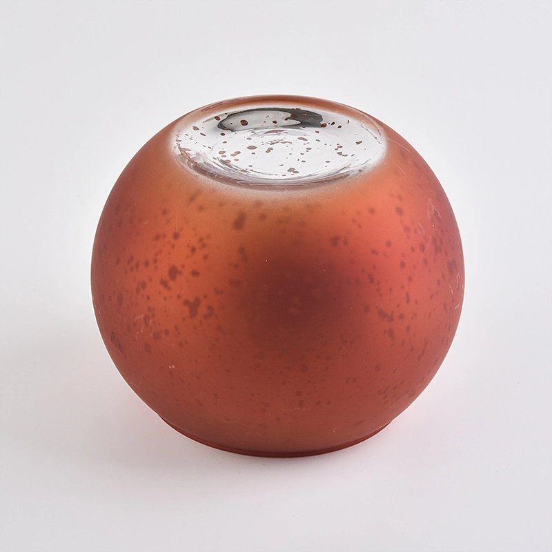 18oz iridescent sprayed orange glass candle holder for decorations