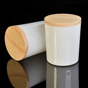 home decor brown glass candle jars with wood lid
