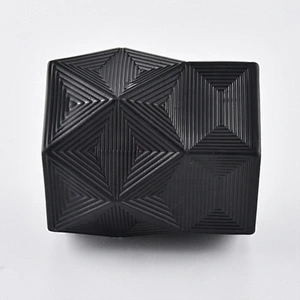 Hexagon luxury geometric black custom glass candle jar